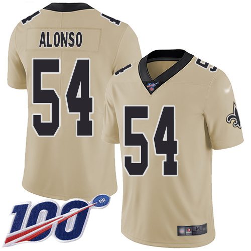 Men New Orleans Saints Limited Gold Kiko Alonso Jersey NFL Football #54 100th Season Inverted Legend Jersey